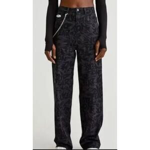 No Fear By H&M Women's Black High Rise Abstract Denim Straight Jeans Size 0 D-2